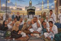Foto: Ilustrasi jamaah umroh di area Masjidil Haram, Mekkah, sebagai representasi kondisi jamaah asal Lombok yang terlantar dan menunggu kepastian pemulangan.