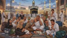 Foto: Ilustrasi jamaah umroh di area Masjidil Haram, Mekkah, sebagai representasi kondisi jamaah asal Lombok yang terlantar dan menunggu kepastian pemulangan.