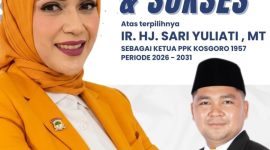 Ketua DPD Partai Golkar Kabupaten Dompu, Efan Limantika (kanan), menyampaikan ucapan selamat kepada Ir. Hj. Sari Yuliati, MT (kiri), yang terpilih sebagai Ketua PPK Kosgoro 1957 periode 2026–2031. (Foto: Istimewa)