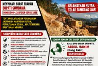 Pamflet resmi pernyataan sikap DPC GARDA SATU Kabupaten Sumbawa dan DPW GARDA SATU NTB menyikapi Surat Edaran Bupati Sumbawa terkait larangan menanam jagung di kawasan hutan dan desakan penertiban tambang liar, Jumat (12/6/2026). (Foto: Dok. GARDA SATU)