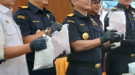 Foto: Konferensi pers yang digelar Bea Cukai Soekarno-Hatta bersama Direktorat Tindak Pidana Narkoba Bareskrim Polri, Jumat (31/7)