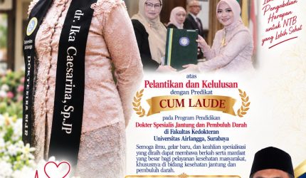 Poster ucapan kelulusan dr. Ika Rahmawanti Caesarina Harsono, Sp.JP dari FK Universitas Airlangga oleh Anggota DPRD NTB Raihan Anwar.(Dok.Istimewa)