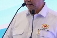 Foto: Utusan Khusus Presiden Bidang Iklim dan Energi sekaligus Ketua Dewan Penasihat Kamar Dagang dan Industri (Kadin) Indonesia, Hashim Djojohadikusumo, dalam Rapat Pimpinan Nasional (Rapimnas) Kadin Indonesia 2026 di Jakarta, Kamis (29/10/2026).