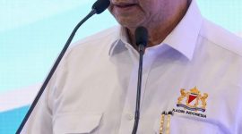 Foto: Utusan Khusus Presiden Bidang Iklim dan Energi sekaligus Ketua Dewan Penasihat Kamar Dagang dan Industri (Kadin) Indonesia, Hashim Djojohadikusumo, dalam Rapat Pimpinan Nasional (Rapimnas) Kadin Indonesia 2026 di Jakarta, Kamis (29/10/2026).